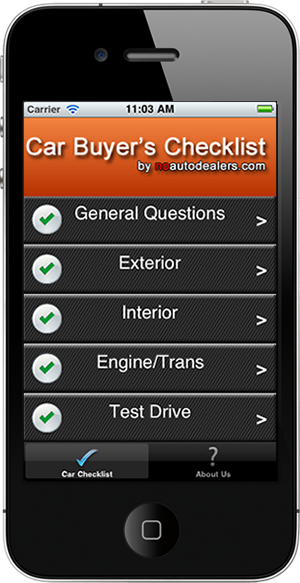 iPhone showcasing a screenshot of the Car Buyer's Checklist.